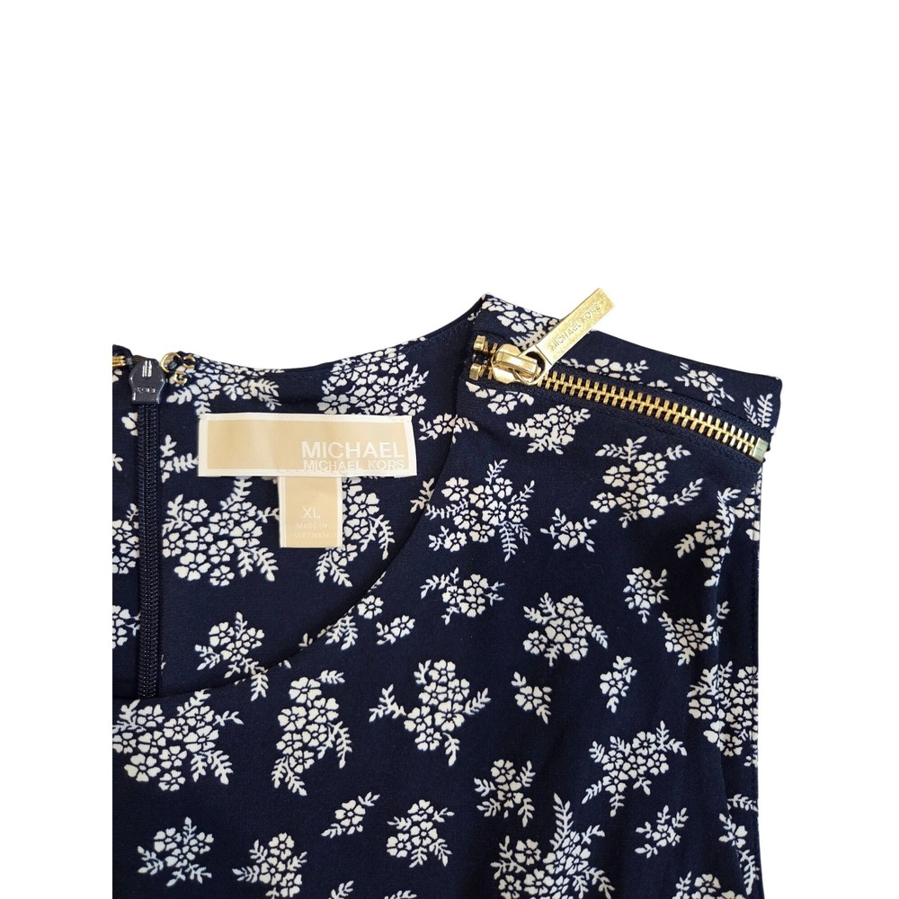 Michael Kors Navy Floral Sleeveless Wide Leg Jumpsuit Size XL - Picture 3 of 3
